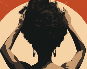 Black Woman Afro Curly Hair Art Print Black Woman Wall Art