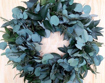 Preserved Foliage Wreath: Natural Greenery, All Seasons, 20 Inch