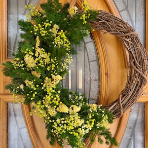dried wildflowers wreath natural spring and summer wreath Front Door dry flowers Wreath everlasting florals wreath home décor wreath