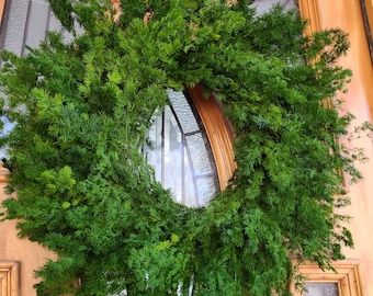 year-round preserved green wreath preserved asparagus fern spring wreath natural greenery everyday spring/summer large real greenery wreath