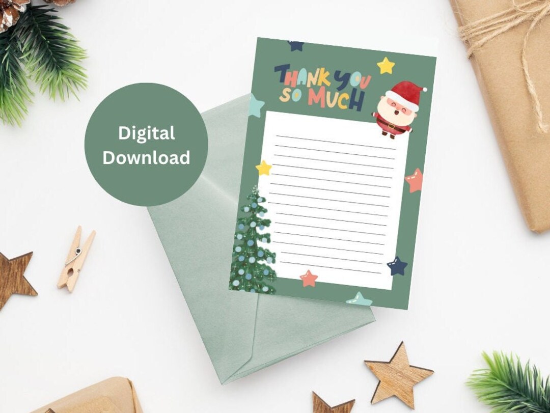 Printable Christmas Thank You Notes for Kids Festive Holiday Gratitude ...