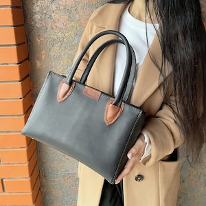 Handgenähte Damentasche, echtes Lederhandtasche, personalisierte Top Griff Tasche, süße Tragetasche, große Ledertasche, elegante Frauentasche Geschenk für sie