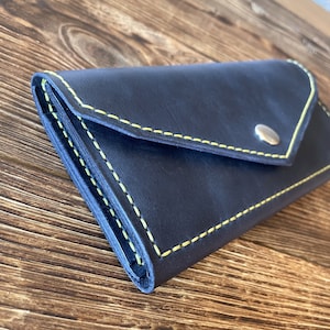 Cartera de cuero personalizada, cartera de cuero de lujo, cartera clásica para mujer, cartera cosida a mano con bolsillo para monedas con cremallera, regalo para ella, lindo regalo