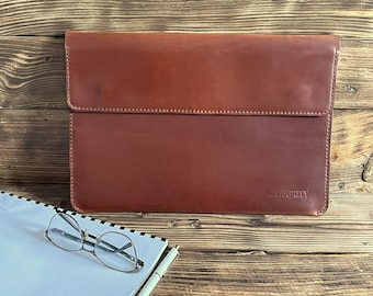 Hand Stitched Leather Portfolio: Personalized A4 Document Organizer