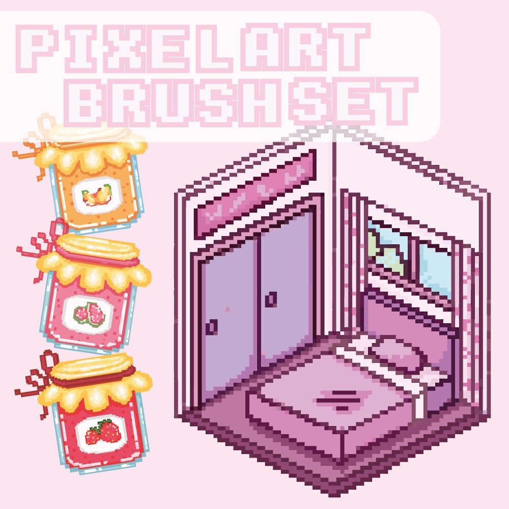 3 Pixel Art Brushes Pixel Art Brush Set Procreate Etsy