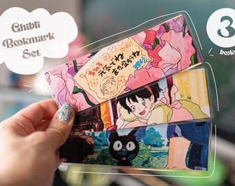 Segnalibri Ghibli Art | Set di segnalibri Ghibli | Segnalibri Ghibli | Set di segnalibri Studio Ghibli | La città incantata | Jiji | Il servizio di consegna di Kiki