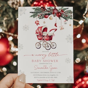 Christmas Baby Shower Invitation,Merry Little Baby Shower Invitation,Winter Baby Shower Invite,Winter Wonderland Baby Shower,Gender neutral