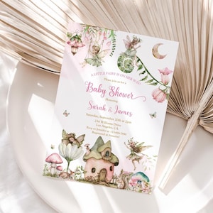 Little Fairy Baby Shower Invitation,Fairy Garden Baby Shower Invite,Enchanted Forest Wildflower Fairy,Magical Garden Butterfly Baby Shower