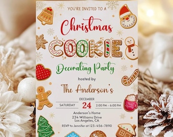 Christmas Cookie Decorating Party Invitation,Cookie Exchange Invite,Holiday Cookie Party Invite,Christmas Baking Invite,Cookie Invite