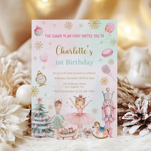 Nutcracker Birthday Invitation,Nutcracker Winter Birthday Invite,Land Of Sweets Invite Sugar Plum Fairy Birthday Invite Nutcracker Ballet