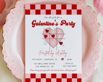 Galentines Day Invitation, Galentines Party Invitation, Galentines Invite,Galentines Digital Invitation, CANVA editable printable invite