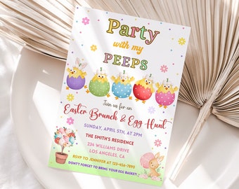 Easter egg Hunt Invitation, Editable Easter invite, Party with my people Easter Brunch party invitation template, Instant Download, Digital