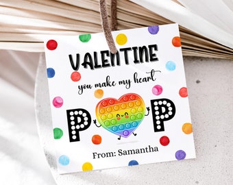 Valentine's Day Pop It Gift Tag: Rainbow Classroom Printable (Instant Download)