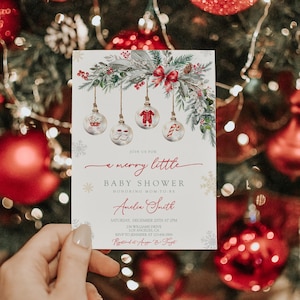 A merry little Baby Shower Invitation,Christmas Baby Shower Invite,Santa Baby Shower Invitation,Winter Holiday Baby Shower Invite Template