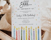 Surprise Birthday Party Invitation, Candles Birthday Party Invite, Any Age (EDITABLE),Instant Download,Printable Evite