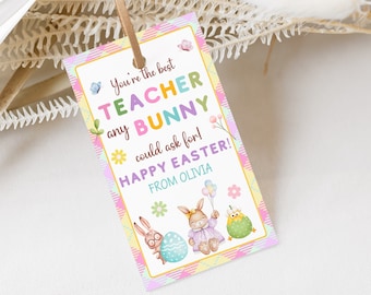 Bearbeitbare Osterlehrer Geschenkanhänger, Ostern Du bist der Beste Lehrer, Jeder Hase könnte Um Favor Tag bitten Ostern Wertschätzung TagInstant Download