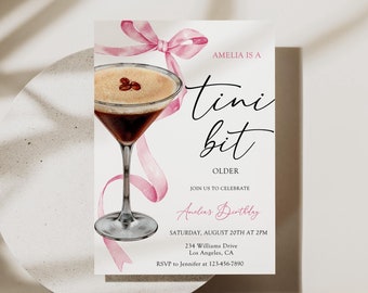 Espresso Martini Birthday Invitation: Coquette Dirty Thirty, Editable (Digital) & Printable Canva Template