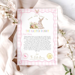 Carta del conejito de Pascua, EDITABLE Carta oficial del escritorio del conejito de Pascua, Carta de llegada del conejito de Pascua para niños imprimible, Descarga instantánea