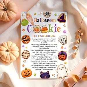 Halloween DIY Cookie kit Instructions, EDITABLE DIY Halloween Cookie kit card Template,Halloween Cookie box instruction,Treat Tags,Printable
