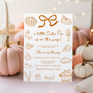 Cutie Pie Baby Shower Invitation, Editable A Little Cutie Pie is on the Way Baby Shower Invite,Hand Drawn Cutie Pie Baby Shower Template
