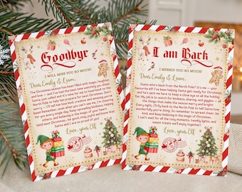 Elf Letter, EDITABLE Elf Arrival letter, Elf Return Letter, Elf I'm Back Christmas Letter, Goodbye Elf letter, Printable Canva Template