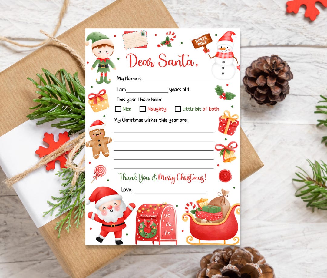 Editable Letter to Santa Template: Kids Christmas Wishlist (digital ...