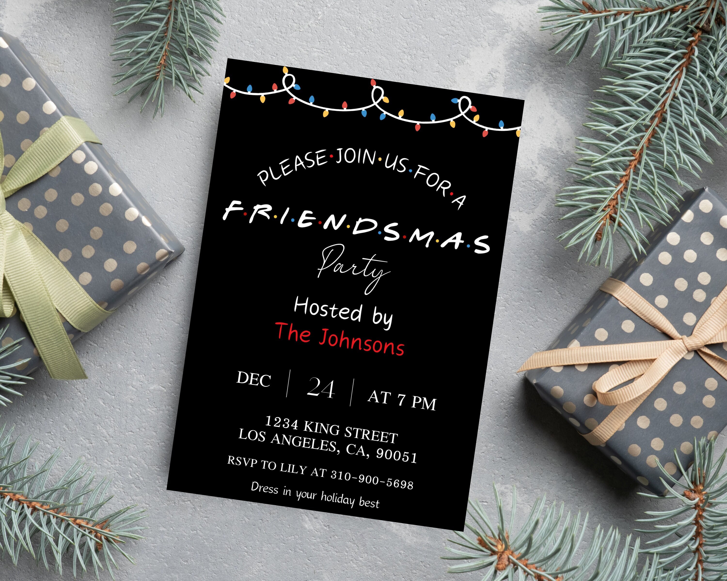 Friendsmas Party Digital Invitation, Editable Christmas Party Invite Friendsmas Party Digital Invitation, Editable Christmas Party Invite