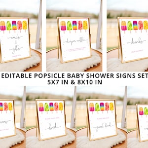 Popsicle Baby Shower Table Signs Template,EDITABLE She is ready to Pop Signs,Ready to Pop Welcome Poster Baby Shower Party,Printable Signs