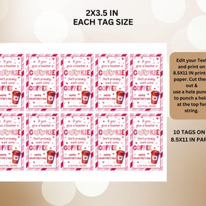 Editable Teachers Valentine's Day Coffee Cookie Gift Tag,if You Give a ...