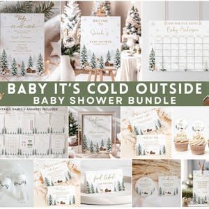 Baby It&#39;s Cold Outside Baby Shower Bundle,Winter Baby Shower Invite,Snow Baby shower,Winter Baby Shower Bundle: Editable Games, Decor, Signs
