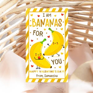 Valentines Banana Geschenkanhänger, EDITIERBAR Ich bin Bananen für Sie Tag, Klassenzimmer Valentines Favor Tags, Kinder Valentines, Schul Valentines Tag, Printable