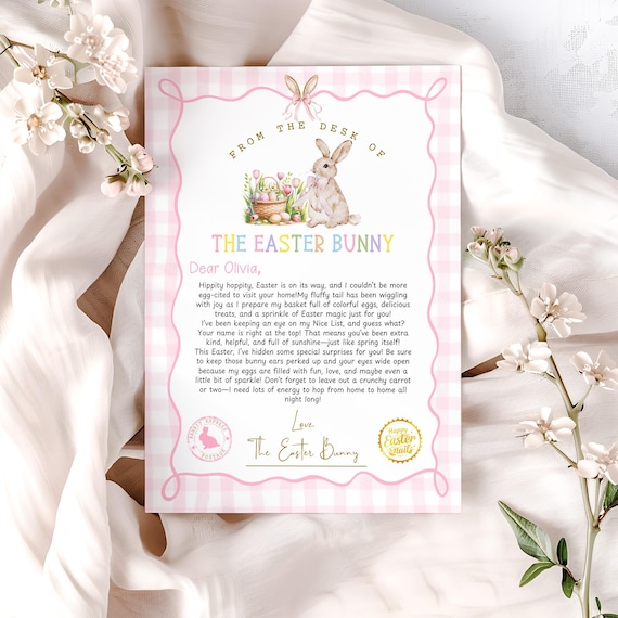 Editable Easter Bunny Letter: Personalized Printable (Instant Download)