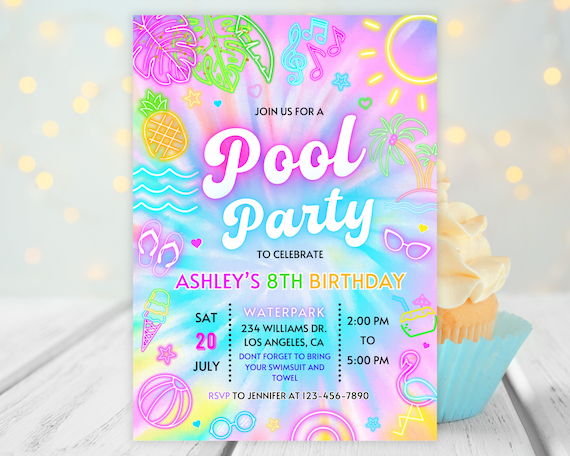 Summer Pool Party Invitations