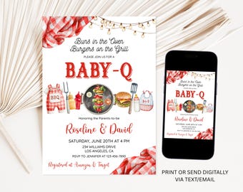 Baby-Q Baby Shower Invitation Template, BBQ Baby Shower Invitation Template, Cookout Baby-Q Baby Shower Invitation Template, Baby-Q Invite