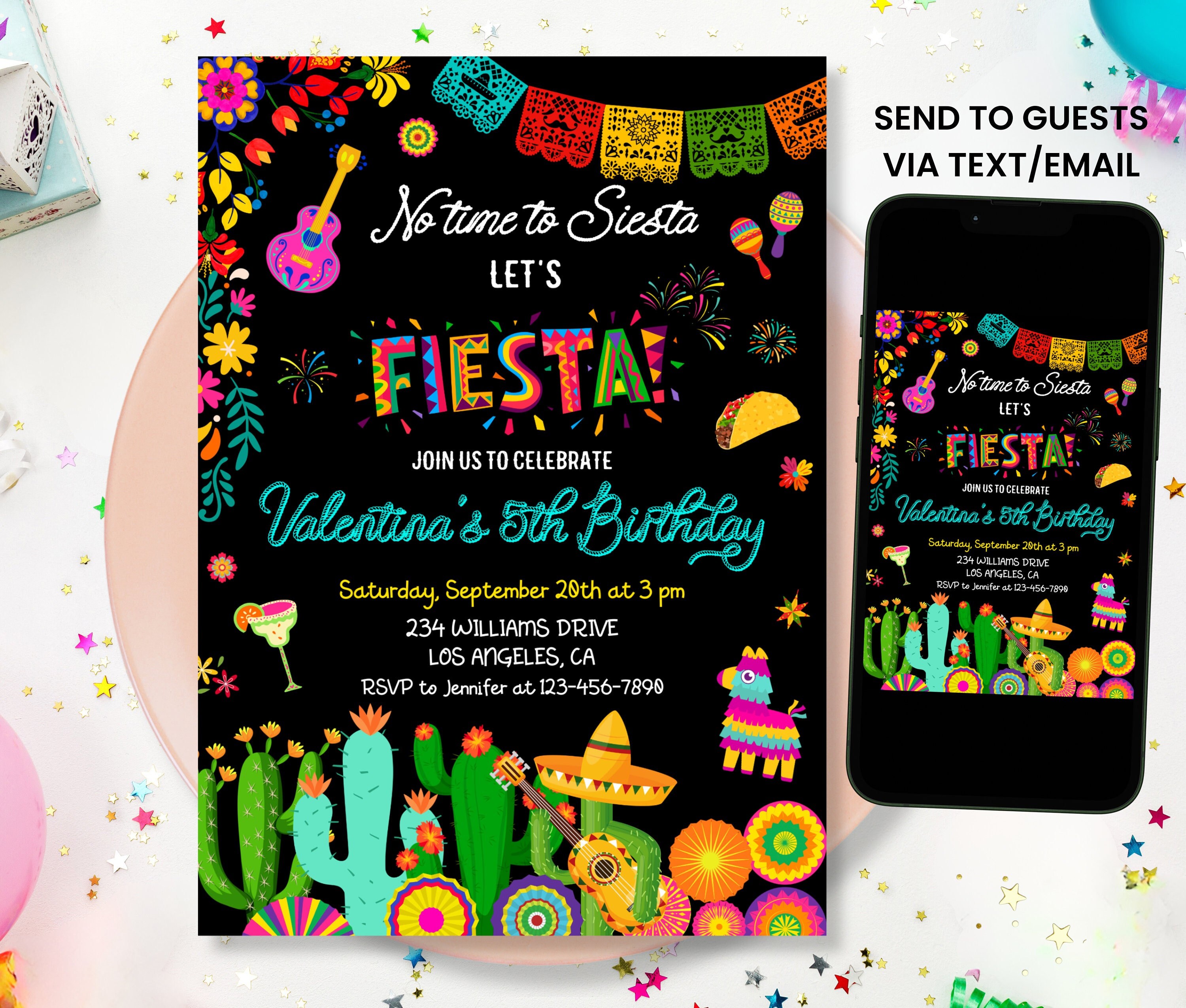 Fiesta Invitation, Mexican Fiesta Theme, Mexican Floral Fiesta Birthday ...