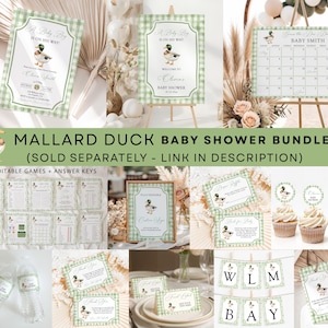 Baby Boy Mallard Duck Baby Shower Invitation, Duck Baby Shower Invite, Editable Boy Hunting Duck Baby Shower Invite Canva Template,Printable image 2