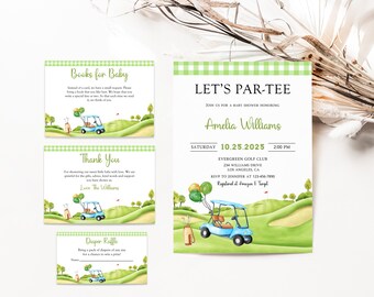 Golf Baby Shower Invitation Set: Let's Par-Tee Invite,Golf Baby Shower Invite Bundle,A Little Putter Boy Baby Shower,Golf Couple Shower Coed