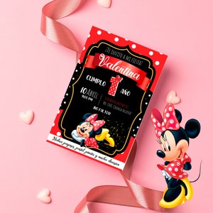 Paquete de 8 orejas de Minnie Mouse de 5 con un lazo ROJO Invitaciones DIY,  pancartas, etiquetas de favor, etiquetas, tarjetas de agradecimiento -   México