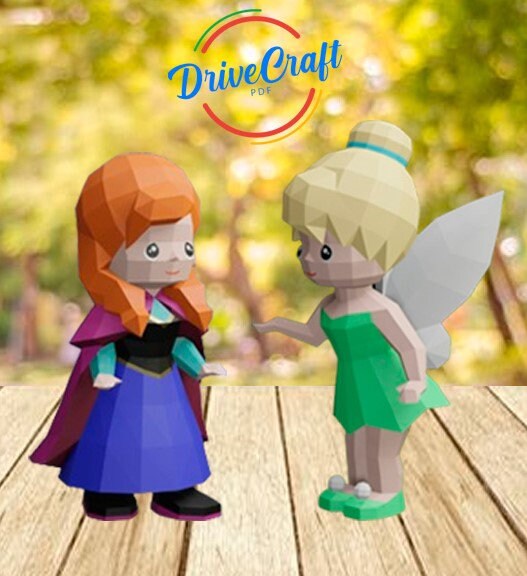 Pack 10 Princesses Papercraft Template, Paper Craft SVG DXF PDF Files