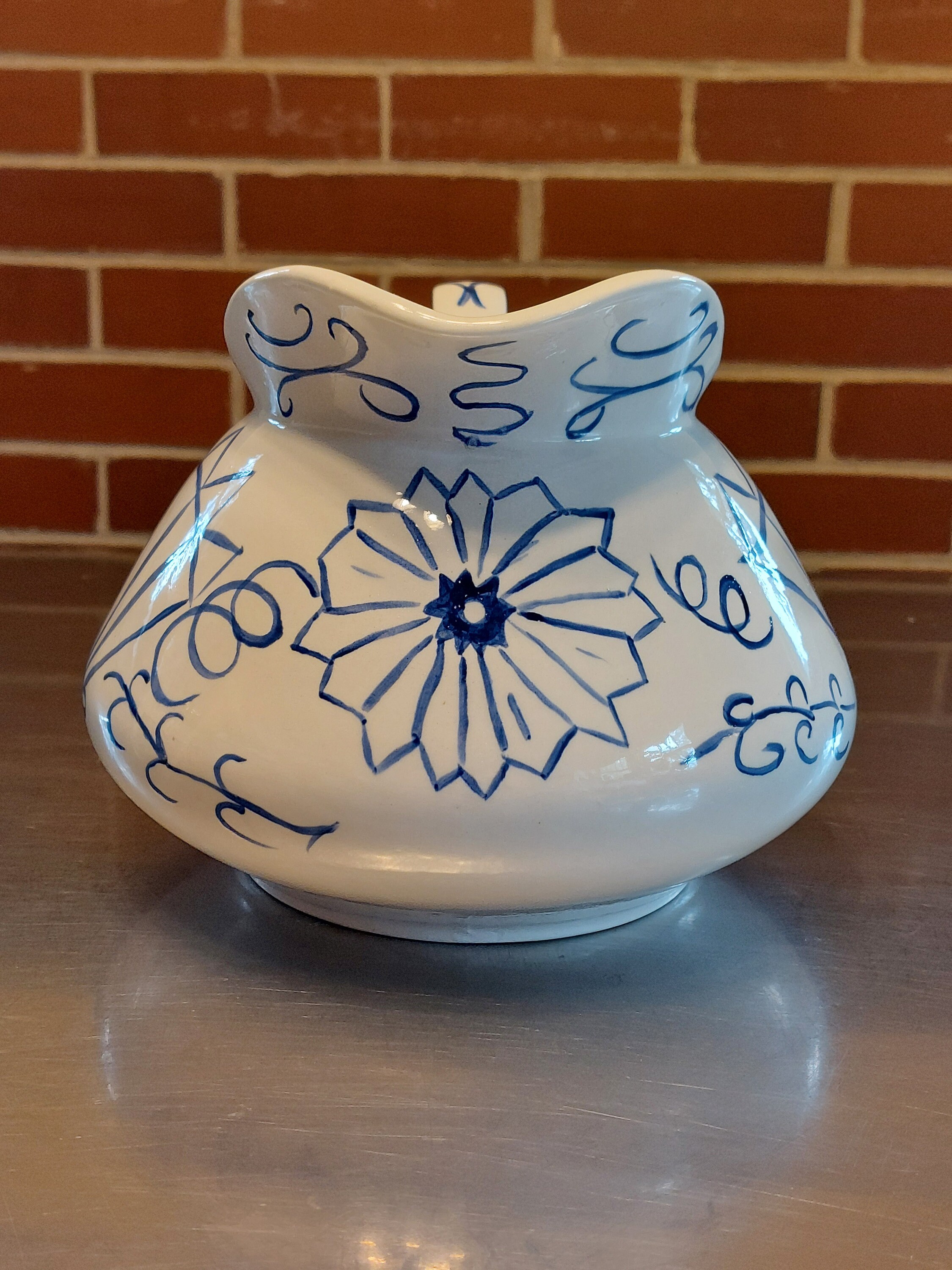 Vintage Large Blue White Hand-painted Pitcher - Etsy
