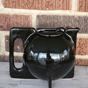 Rare Vintage German Cowen Bauhaus Black Ceramic Teapot