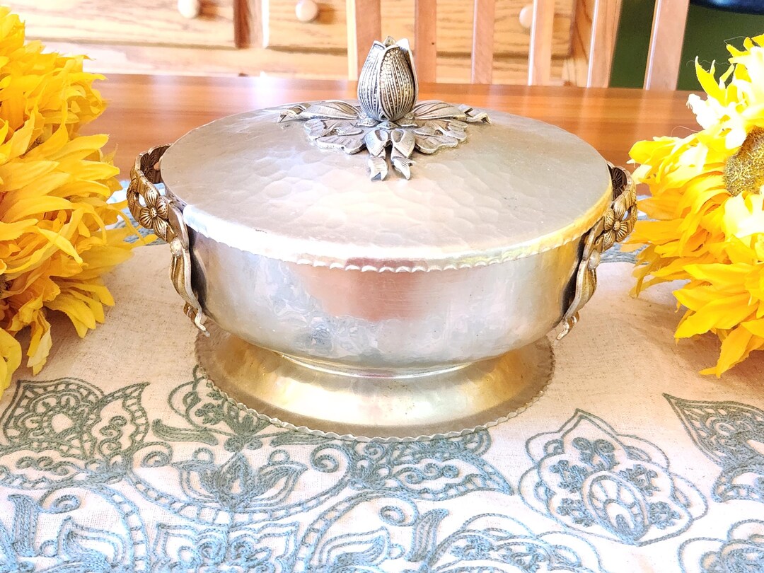 Vintage Rodney Kent Hand Hammered Aluminum Casserole Dish With Tulip ...