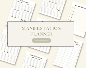 Planificateur de manifestation, Journal de pleine conscience, Manifestation, Loi de l’attraction, Journal de manifestation, Imprimable, Journal de manifeste, Manifestation de rêve