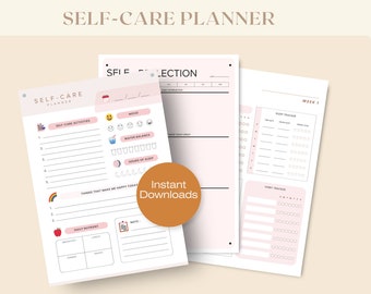 Self Care Planner, Self Reflection, Self love Journal, Wellness Planner,Self Care Checklist,Wellness Journal,Self Care Workbook,Printable