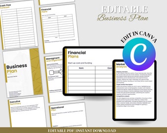 Editable Business Plan Template | Canva, Printable (Digital Download)