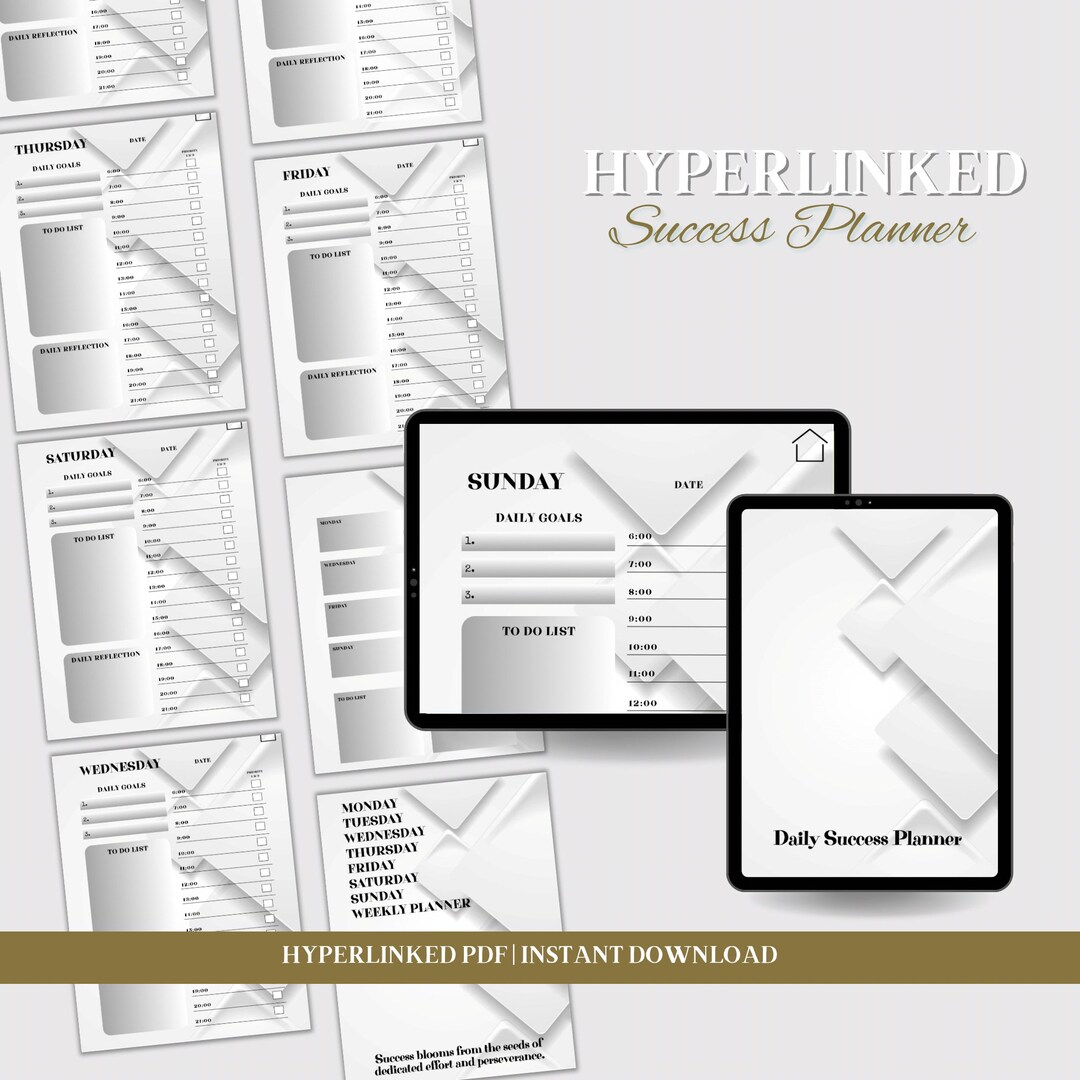 Hyperlinked Daily Success Planner | Starter Pack - Etsy