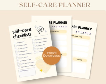 Self Care Planner, Minimalist Wellness Journal, Checklist (Digital Download)