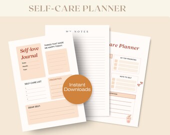 Self Care Planner, Wellness Journal, Self-Love Workbook (Printable)