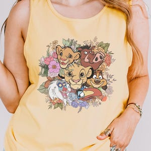 Floral Lion King Tank Top, Comfort Colors Tank Top, Simba Pumba Timon Tank Top,  Disney Animal Kingdom Tank Top, Lion King Tank Top 151712