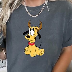Disney Baby Pluto with Antlers Shirt, Comfort Colors Unisex Shirt, Disney Family Shirt, Dog Lover Shirt, Disney Trip T-Shirt  150450